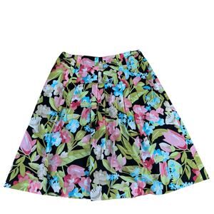 Vintage Talbots Women Pleated Skirt 10 Floral 100% Cotton Cottage Romantic